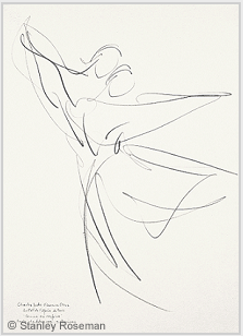Drawing by Stanley Roseman of Paris Opera star dancers Charles Jude and Florence Clerc, "Comme on respire," 1991, Uffizi Gallery, Florence.  Stanley Roseman.