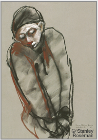 Drawing by Stanley Roseman, "Buffo," 1995, chalks on paper, Teylers Museum, The Netherlands.  Stanley Roseman.