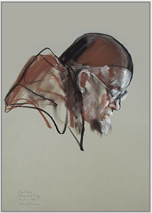 Drawing by Stanley Roseman, Portrait of Pre Robert, 1998, Abbey of La Trappe, France, chalks on paper, Collection of the artist.  Stanley Roseman  