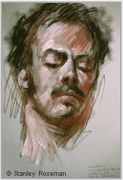 Portrait drawing by Stanley Roseman of Ronald Davis, 1978, chalks on paper. Graphische Sammlung Albertina.  Stanley Roseman