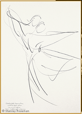Drawing by Stanley Roseman of Paris Opera star dancers Charles Jude and Florence Clerc, "Comme on respire," 1991, Uffizi Gallery, Florence.  Stanley Roseman.