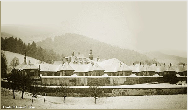 Chartreuse de la Valsainte, with the hermitages of the Carthusian monks, Switzerland, winter 1982.  Photo by Ronald Davis