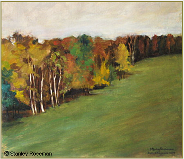 Landscape painting by Stanley Roseman , Pasture and Woodland in Autumn, 2004, oil on canvas, Private collection, Belgium.  Stanley Roseman 