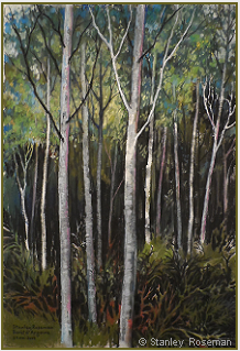 Landscape drawing by Stanley Roseman , A Grove of Birches, 2009, chalks and pastels on paper, Private collection, Belgium.  Stanley Roseman 