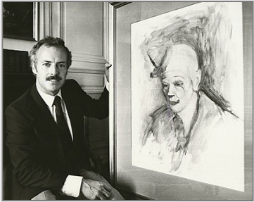 Ronald Davis presenting Stanley Roseman's beautiful portrait of the celebrated Ringling Bros. and Barnum & Bailey Circus clown Frosty Little to the Muse des Beaux-Arts, Bordeaux, 1984. Photo courtesy of the Muse des Beaux-Arts, Bordeaux.