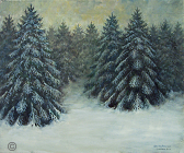 Painting by Stanley Roseman, "Pines on a Wintry Afternoon," 2009, oil on canvas, Private collection, France.  Stanley Roseman.